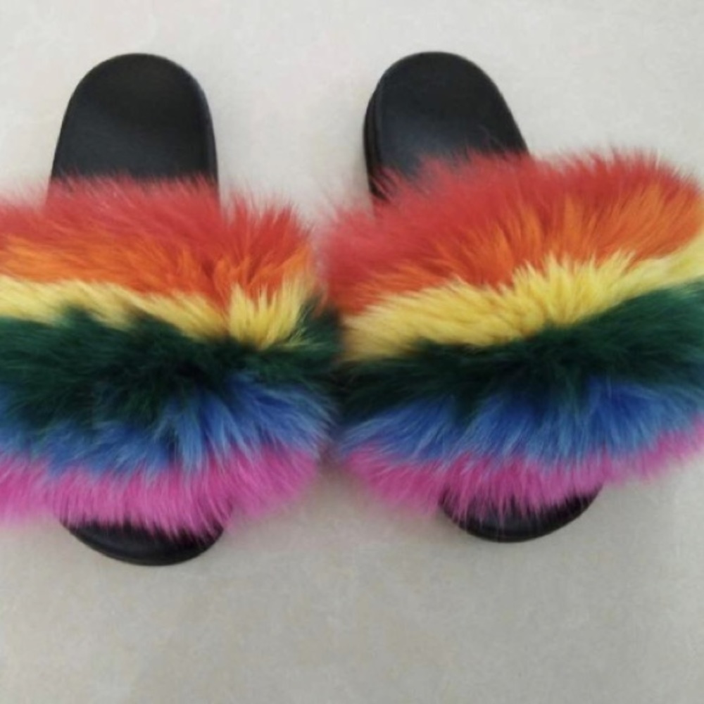 HANDMADE mixed color fur slides!! NO RETURNS - Picture 4 of 6